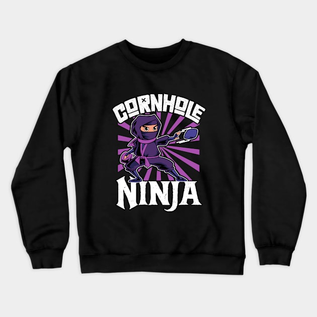 Cornhole Ninja Crewneck Sweatshirt by Modern Medieval Design